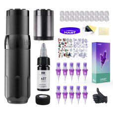 Mast Tattoo Gun Wireless Kit Rotary Tattoo Pen Machine Complete Kit 2 Batteries