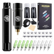 Dragonhawk S12 Wireless Tattoo Pen Kit, Rotary Tattoo Machine Gun Kit Used