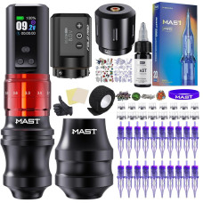 Mast Fold2 Pro Tattoo Kit, Cordless Complete Tattoo Gun Machine Kit 2 Batteries 