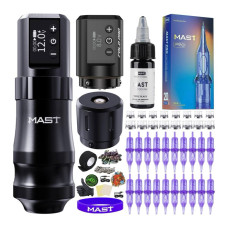 Mast Mini Tattoo Pen Kit - Cordless Corded Tattoo Gun Machine with 2 Batteries & RCA Cable 3.6mm 