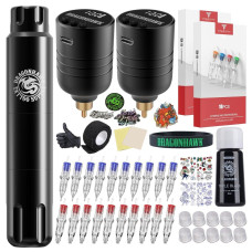 Dragonhawk Cartridges Tattoo Gun Machine Kit - S12 Corded/Cordless Rotary Pen