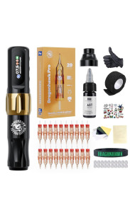Dragonhawk Atom2 Tattoo Kit Wireless Pro Gun Machine 20 Tattoo Cartridges Rca 
