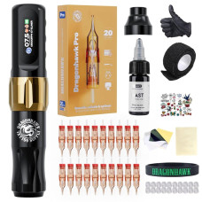 Dragonhawk Atom2 Tattoo Kit Wireless Pro Gun Machine 20 Tattoo Cartridges Rca Used