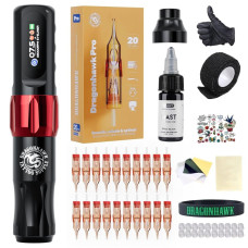 Dragonhawk Atom2 Tattoo Kit Wireless Pro Gun Machine 20 Tattoo Cartridges Rca Used