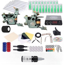 Dragonhawk Complete Gun 10 Color Inks Power Supply Tattoo Kit 2 Machine Open Box