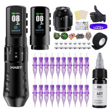 Mast Tattoo Flip4 Pro Complete Tattoo Kit, Wireless Tattoo Machine Pen with 7 Adjustable Stroke Lengths 2.5-4.5mm