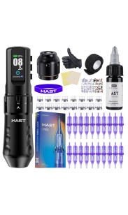 Mast Tattoo Flip4 Pro Wireless Tattoo Machine Kit Rotary Tattoo Gun 7 Adjustable Strokes 2.5-4.5mm 2000mAh
