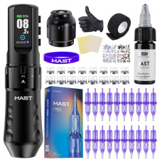 Mast Tattoo Flip4 Pro Wireless Tattoo Machine Kit Rotary Tattoo Gun 7 Adjustable Strokes 2.5-4.5mm 2000mAh