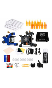 Dragonhawk Traditional Pro Complete Tattoo Kit - Two Machines Gun Easy Use Color Ink Power Supplies