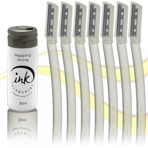 Face Razors for Women with White Brow Mapping String Kit 7 Eyebrow with Pre-Inked