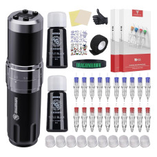 Dragonhawk Wireless Tattoo Kit Fold3 Rotary Tattoo Pen Machine Gun Kit Cartridge 