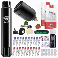 Dragonhawk Wireless Tattoo Kit, S12 Rotary Tattoo Pen Machine Gun Beginner Play & Learn
