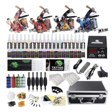 Beginner Complete Tattoo Kit 4 Machine Gun Power Supply Set Grip Tattoo Inks Needles Tattoo Supplies